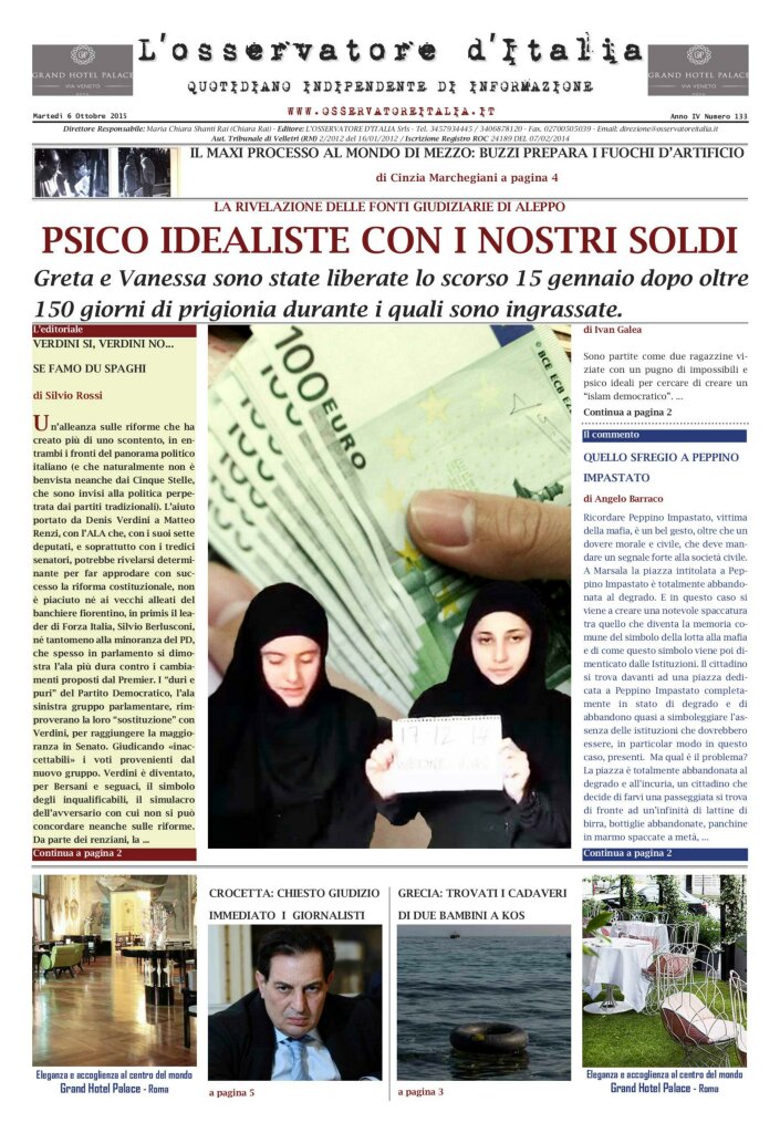 L'osservatore d'Italia edizione del 6 Ottobre 2015